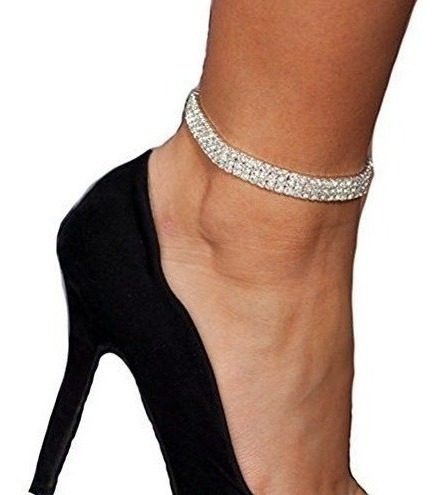 Tornozeleira Pulseira Strass Prata Dourada Noiva Debutante