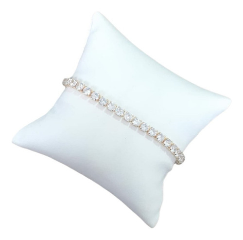 Tornozeleira Riviera Pedra Zirconia Dourada Folheada A Ouro