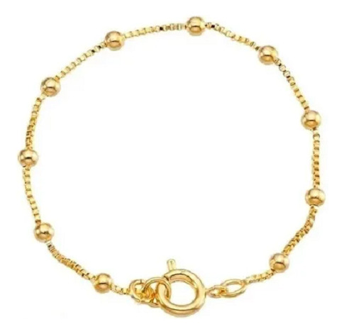 Tornozeleira Dourada Bolinhas Folheada A Ouro 18k 23 Cm