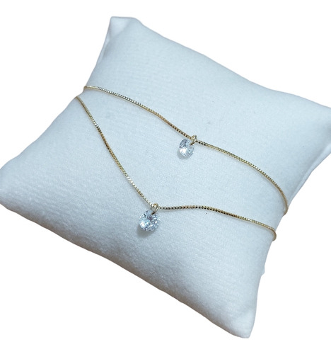 Tornozeleira Dourada Folheada Ouro 18k Pedra Zirconia Pt Luz