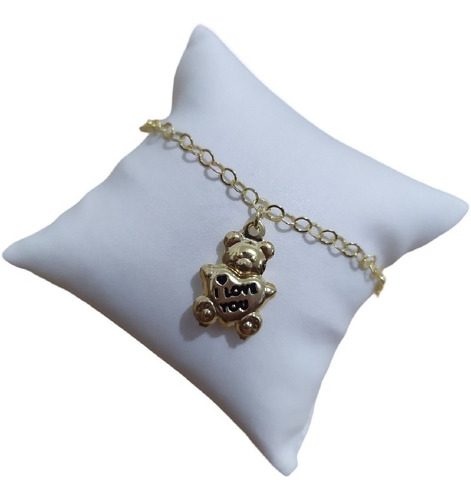 Pulseira Pingente Ursinho Urso I Love You F. Ouro Semi Joia