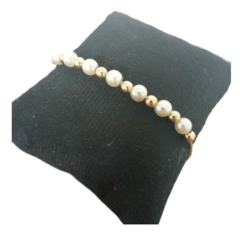 Pulseira Pérola Gravatinha Folheado A Ouro 18k Semi Joia