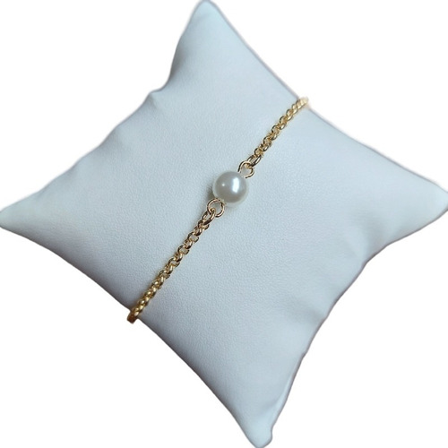 Pulseira Pérola Infantil Dama Folheada A Ouro 18k Semi Joia