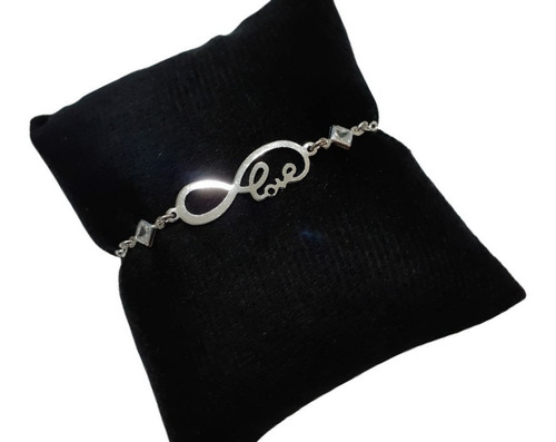 Pulseira Love Amor Infinito Pedra Zirconia Folheada Prata