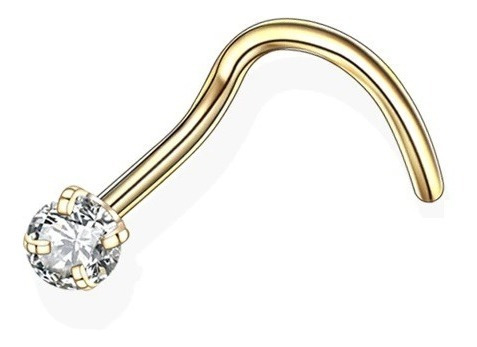 Piercing Nariz Nostril Dourado / Prata Pedra Zirconia 2,5 Mm