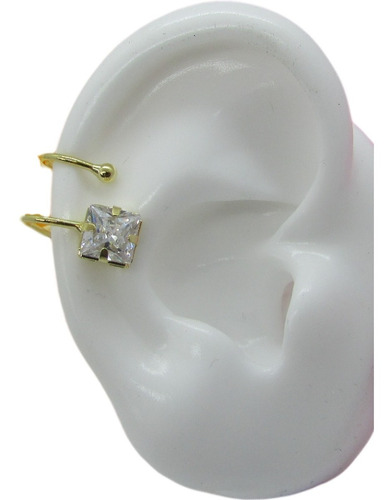 Piercing De Argola Falso Fake Dourado Pedra Zirconia