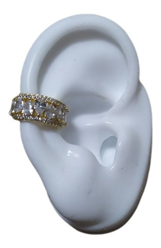 Piercing De Argola Falso Fake Dourado Pedra Zirconia