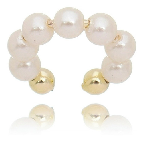 Piercing Argola Orelha Falso Fake Pérola Dourado Barato