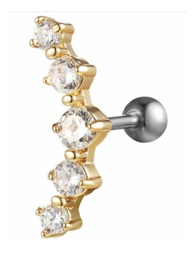 Piercing Cluster Dourado Helix Cartilagem Pedras Zirconia