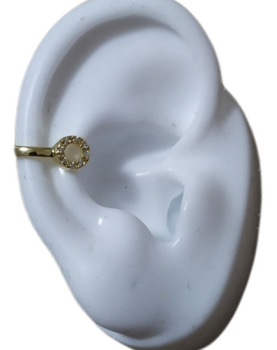 Piercing Argola Falso Fake Dourado Pedra Zirconia Folheado