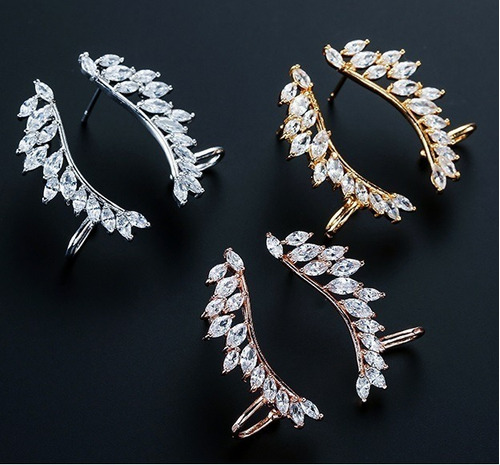 Brinco Ear Cuff Noiva Pedra Zirconia Prata Festa Debutante