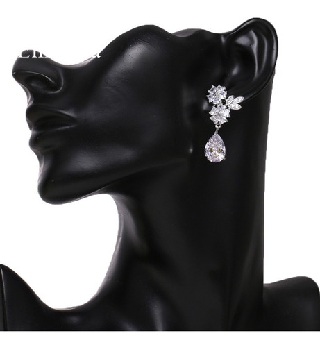 Brinco Noiva Pedra Zirconia Prata Festa Debutante Luxo