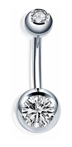 Piercing De Umbigo Com 2 Pedras Titânio Pequeno