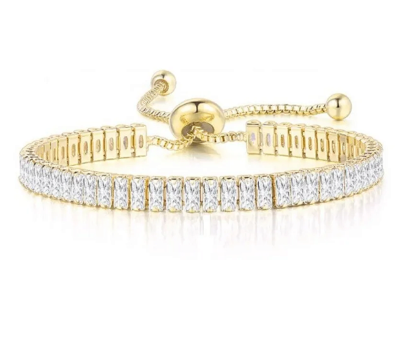 Pulseira Bracelete Pedra Zircônia Retangular Noiva Debutante