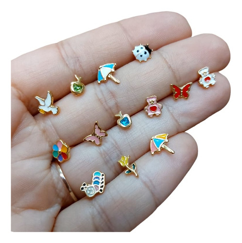 Brinco Infantil Tarraxa Baby Dourado F Ouro 18k - 3 Pares