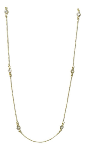 Colar Tiffan Pedra Zirconia Dourado Semijoia 56 Cm