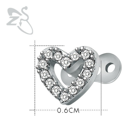 Piercing Microdermal Zirconia Pedra Coração Estrela Cruz Flo