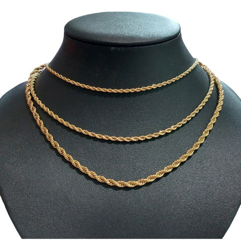 Colar Corrente Cordão Baiano Unissex Aço Inox Folheada Ouro