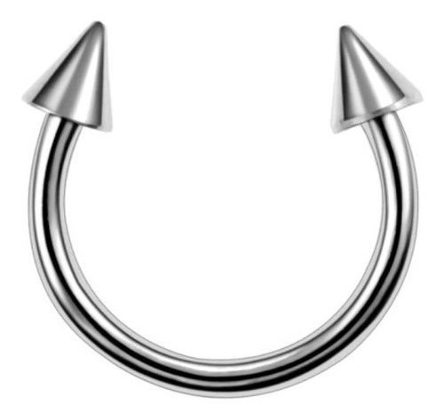 Piercing Septo Ferradura Titânio Spike Preto Prata