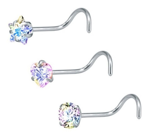 Piercing Nariz Nostril Estrela Coração Pedra Furtacor