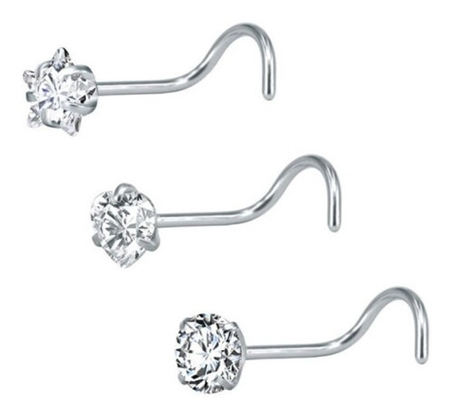 Piercing Nariz Nostril Estrela Pedra Zirconia 3mm Pt De Luz
