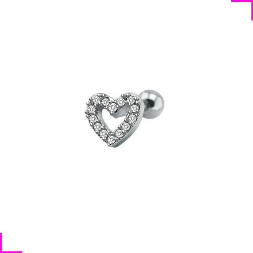 Piercing Tragus Cartilagem Coração Zirconia 6mm