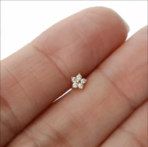 Piercing Orelha Cartilagem Helix Tragus Fl Ouro Mini Flor