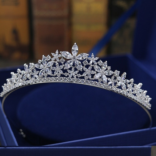 Coroa Tiara Cabelo Noiva 15 Anos Prata Zirconia Princesa
