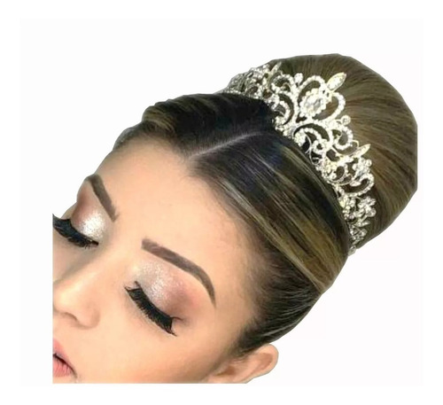 Coroa Tiara Prata Noiva Strass Debutante Promoção Barata