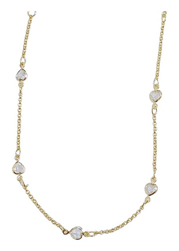 Colar Infantil Pedra Zirconia Coração Folheado A Ouro 18k