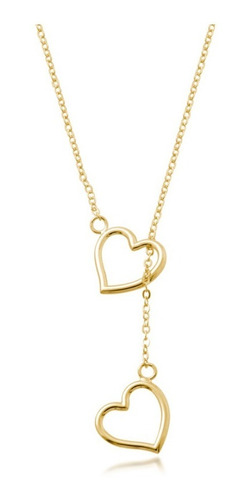 Colar Gravatinha Coração F. Ouro 18k Dourado Semi Joia