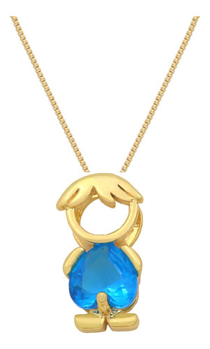 Colar Filhos Pedra Zirconia Banhado Ouro 18k Semi Joia