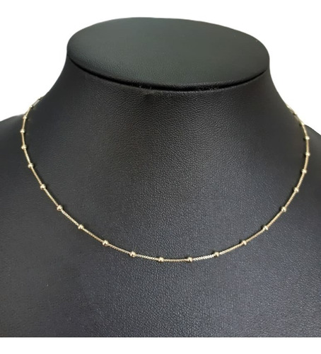 Colar De Bolinhas F. Ouro 18k Dourado Semi Joia 40 Cm