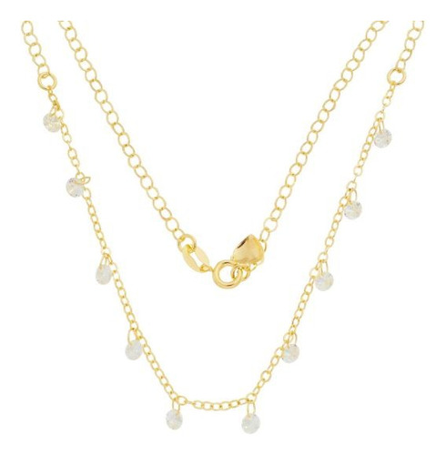 Colar Chocker Pedra Zirconia Folheado A Ouro 18k Semi Joia