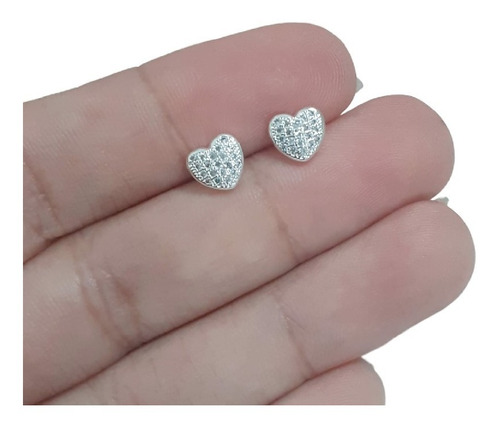 Brinco Zirconia Dama Daminha Folheado Ouro Ou Prata Coração