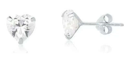 Brinco Pedra Zirconia Coração 4 Mm Prata 925