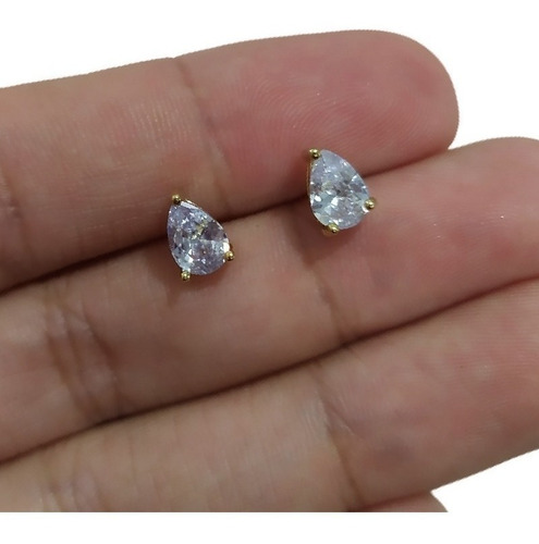 Brinco Infantil Gota Pequeno Dama Daminha Pedra Zirconia 7mm