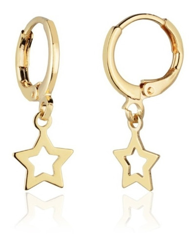 Brinco Argola Estrela Dourado Pequeno Folheado Com Garantia