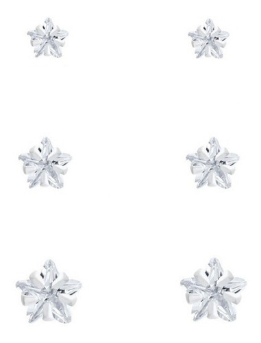 Brinco Pedra Zirconia Estrela 2 Furo Daminha Infantil 3 4 Mm