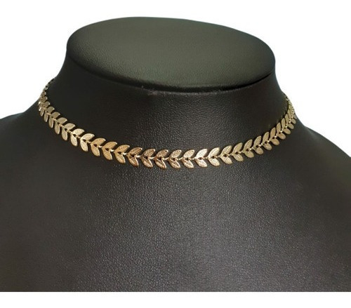 Colar Chocker Escama Peixe Dourado Folheado A Ouro Garantia