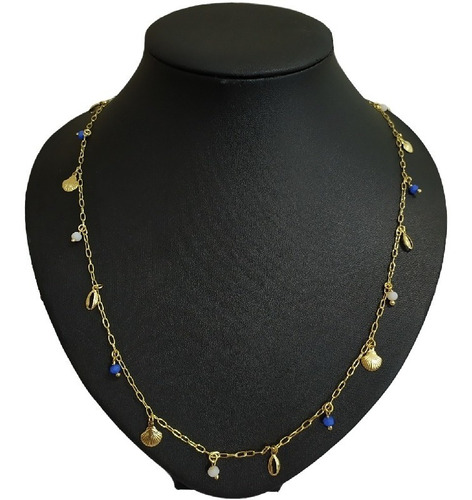 Maxi Colar Fundo Do Mar Concha Búzios Colorido F. Ouro 80 Cm