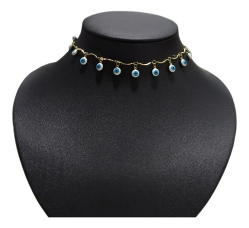 Colar Chocker Olho Grego Folheado A Ouro 18k Semi Joia