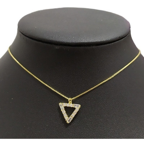 Colar Pingente Geométrico Moderno F. A Ouro 18k Semijoia