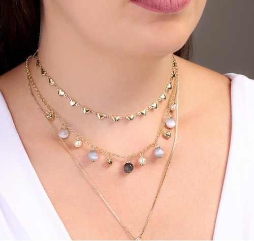 Colar Chocker Dourado Folheado A Ouro Com Garantia Gargantilha Semi Joia Coração