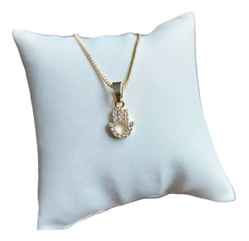 Colar Mandala Hamsá Mão De Fátima Pedra Zirconia Semi Joia