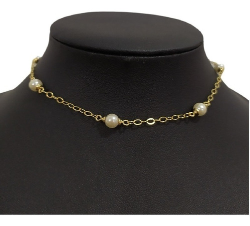 Colar Pérola Folheado A Ouro 18k Dourado Semi Joia Garantia