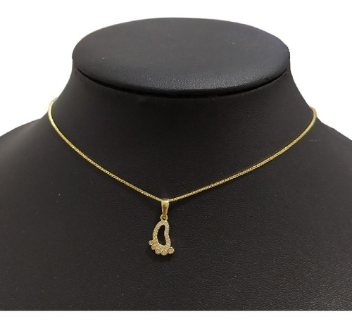 Colar Pezinho Gestante Pedra Zirconia F. Ouro 18k Semijoia