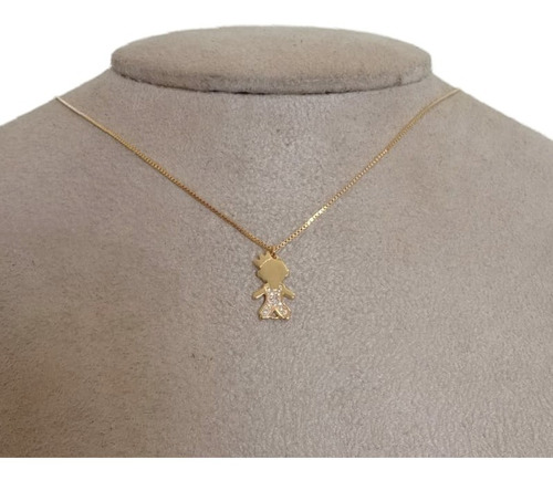 Colar Menino Pedra Zirconia Dourado F. Ouro 18k Semi Joia