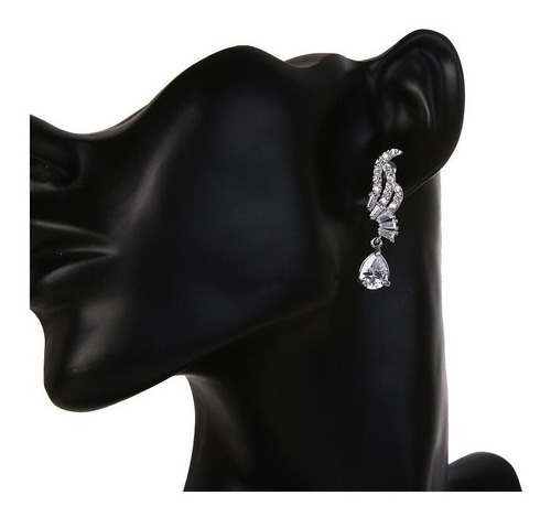Brinco Noiva Pedra Zirconia Prata Festa Formatura Gota