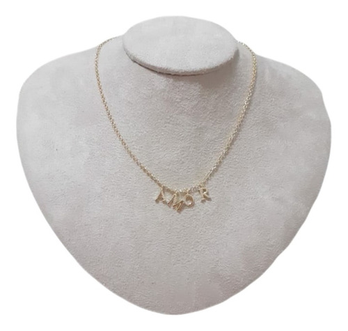 Colar Chocker Amor Dourado Semijoia Pingente Pedra Zirconia